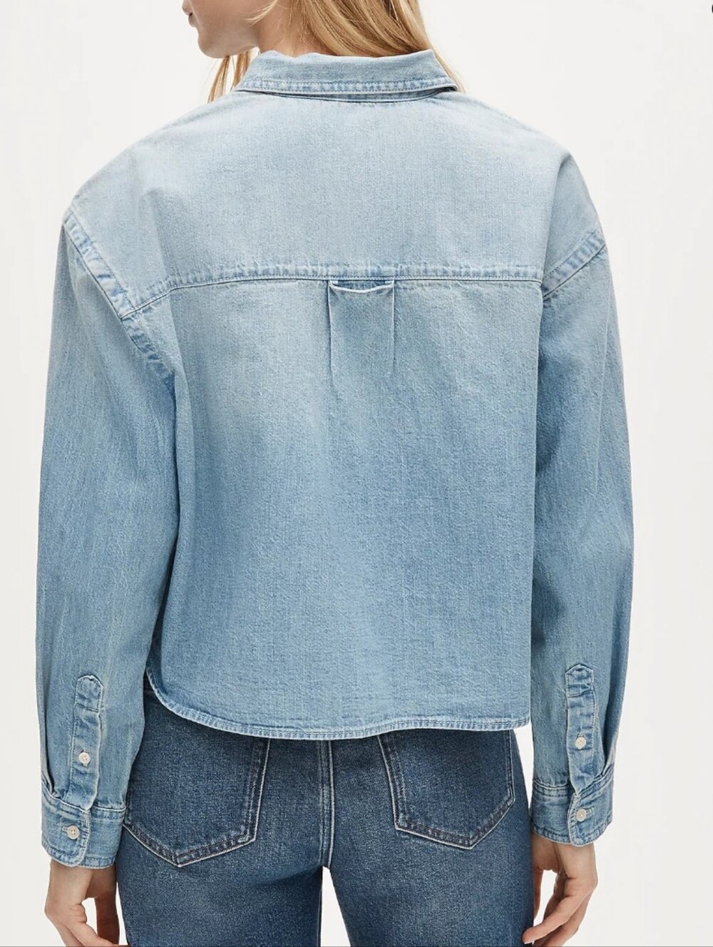 J Crew Étienne cropped button-up shirt in chambray CT065 Size XS